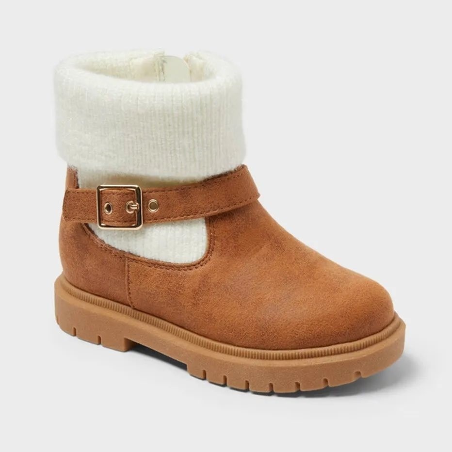 Cat & Jack Girls' Trista Zippered Booties - Cognac - $13